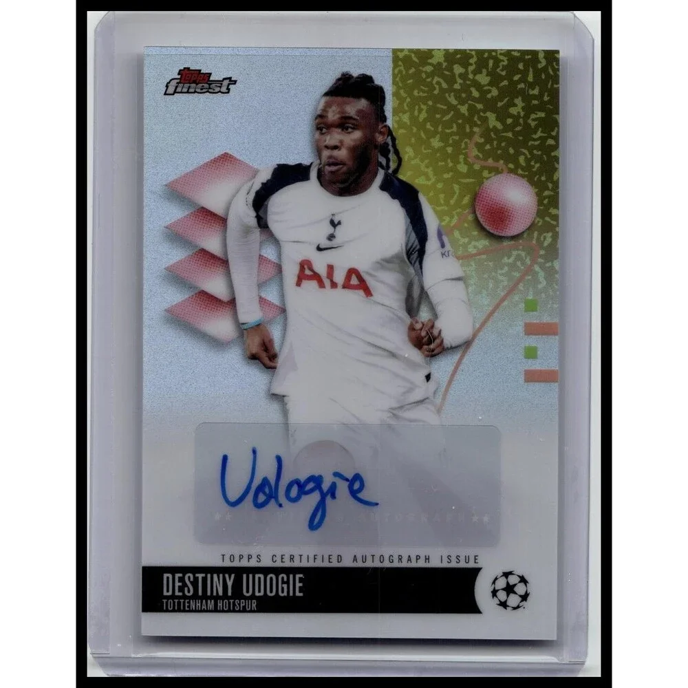 Destiny Udogie 2025-26 Topps Finest UEFA Soccer Refractor Auto Tottenahhm